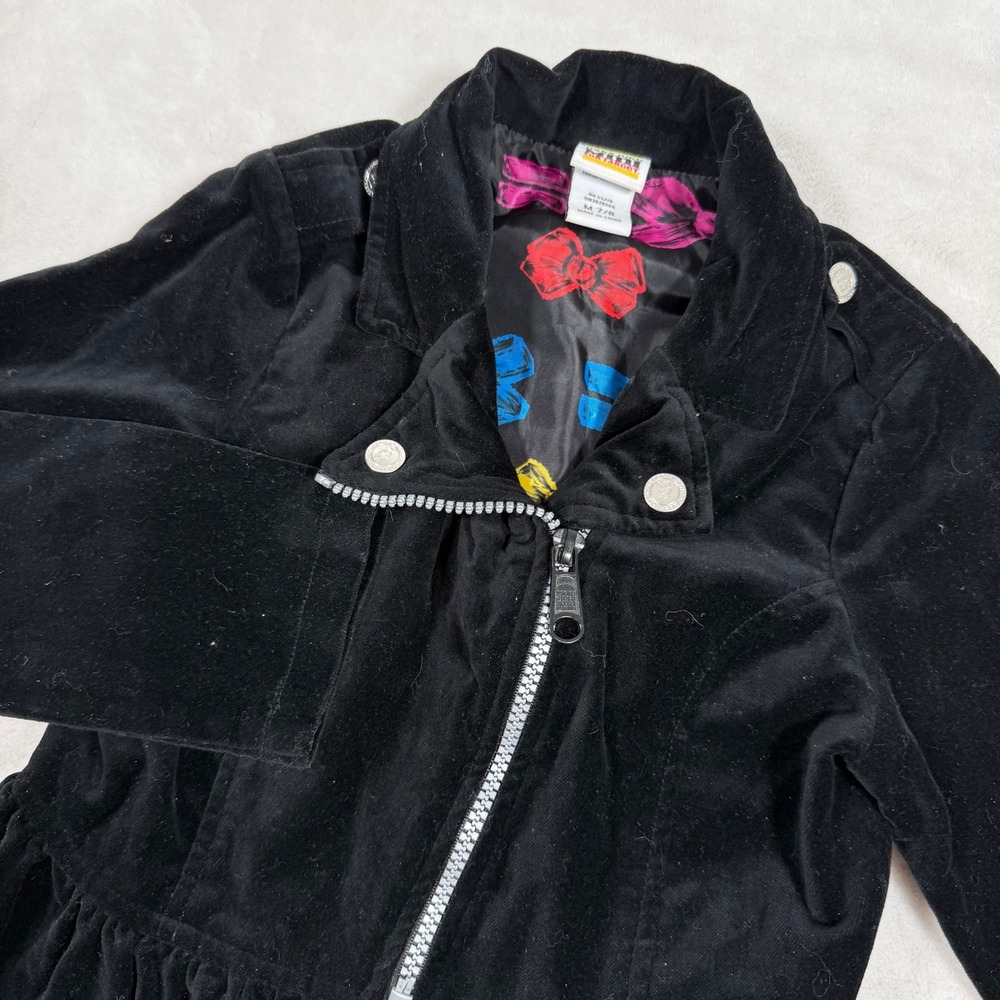 Harajuku Mini for Target Black‎ Velvet Ruffle Moto Jacket Girls Size Medium 7/ 8